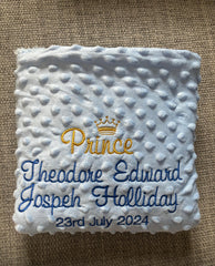 Personalised Embroidered baby cotton blanket boy & Girl