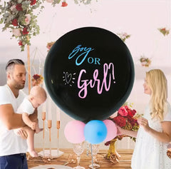Black Gender Reveal Party Balloon - 36" with Confetti