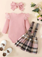 Baby Girl 3-Piece Summer Vest, T-Shirt & Skirt Set with Headband