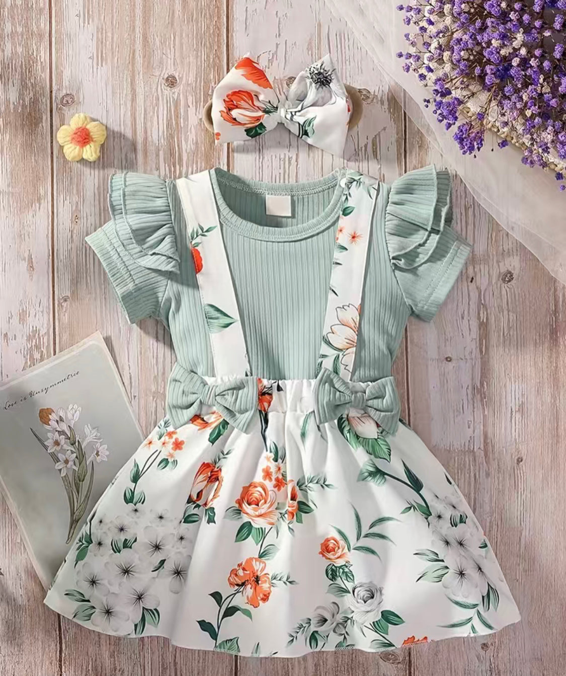 Baby Girl 3-Piece Summer Outfit: Floral Skirt