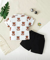 Baby boy bear print shirt & short set