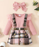 Baby Girl 3-Piece Summer Vest, T-Shirt & Skirt Set with Headband