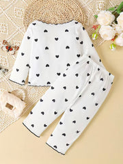Cute baby girl heart graphic print t-shirt & pants