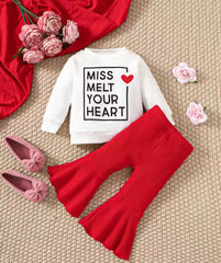 Baby Girl Sweatshirt & Flared Pants Set – Stylish & Comfortable