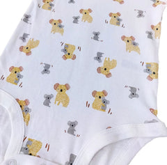 Baby Bodysuit Vest with Bear Print – 100% Cotton, Short Sleeve