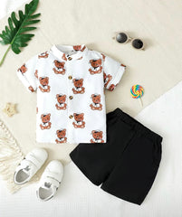 Baby boy bear print shirt & short set