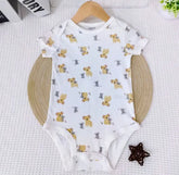 Baby Bodysuit Vest with Bear Print – 100% Cotton, Short Sleeve