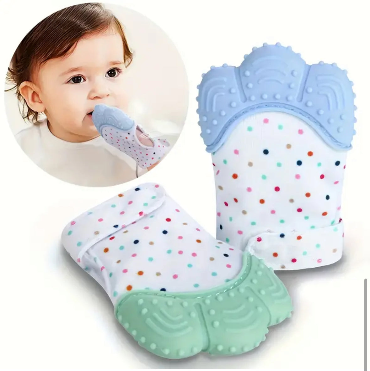 Silicone teething mitten gloves for babies