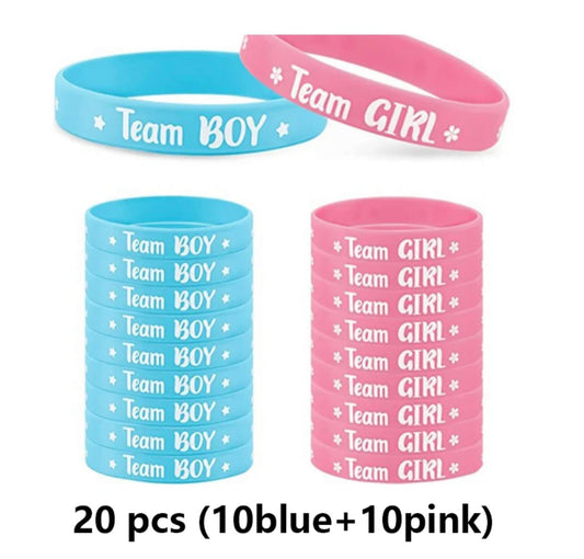 20- pieces Boy Or Girl Gender Reveal Party Team Wristbands