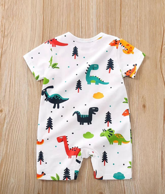 Dinosaur graphic print short sleeve romper