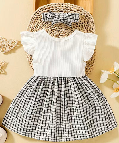 2-piece baby girl black & white dress