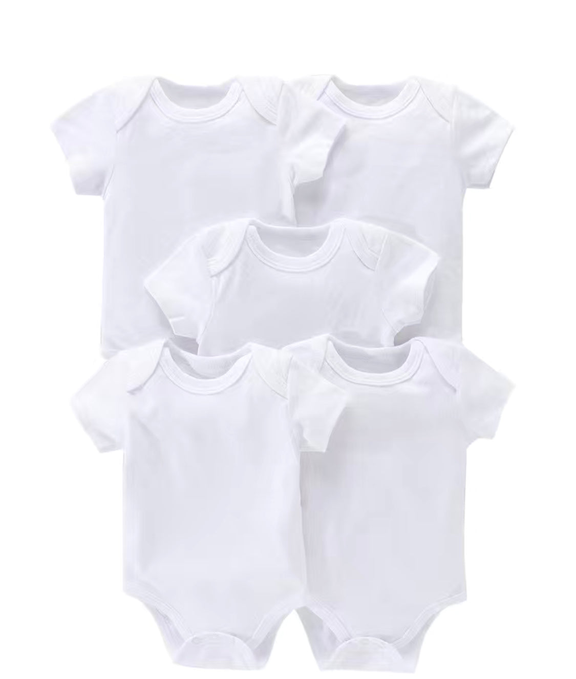 5-piece white baby vest bodysuit