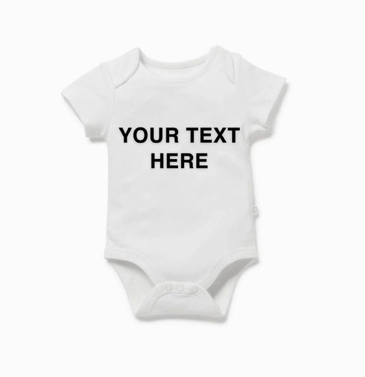 White Baby Vest bodysuit personalised vinyl print