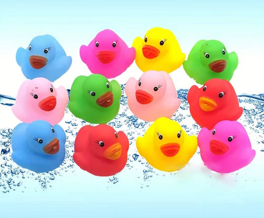 12 piece squeaky rubber bath toy ducks for infants