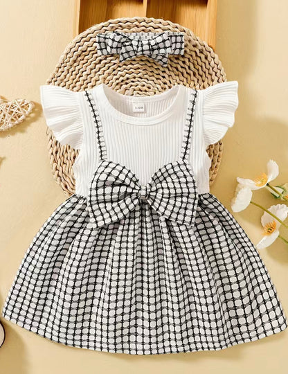 2-piece baby girl black & white dress