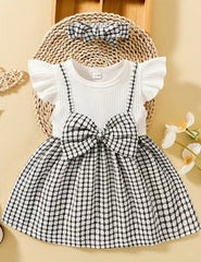Elegant Black & White Baby Girl Dress Set 