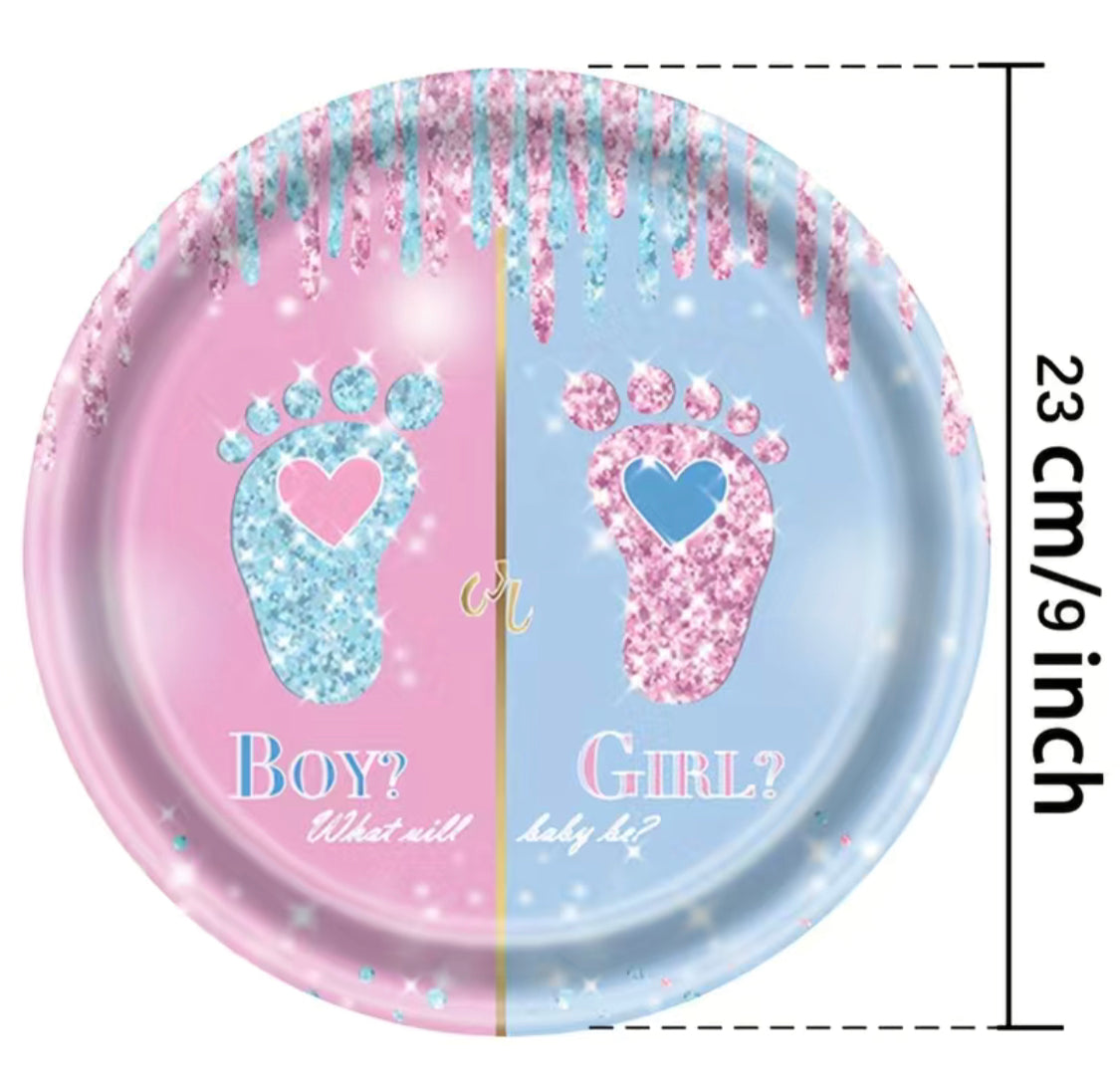 10-Piece gender reveal paper party plates