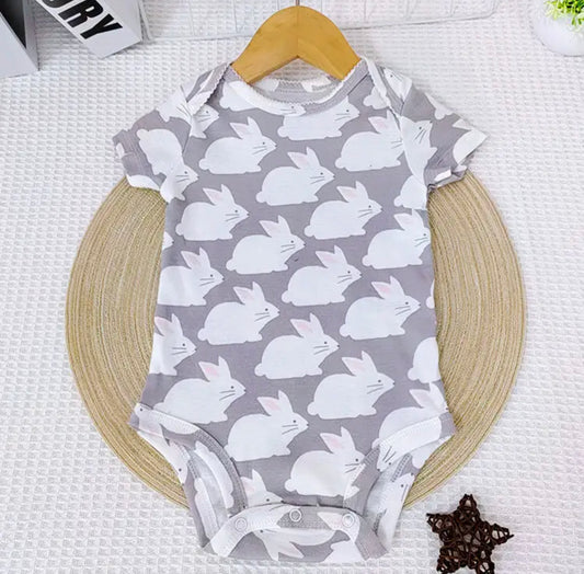 BABY SHORT SLEEVE BODYSUIT VEST WITH rabbit GRAPHIC PRINT