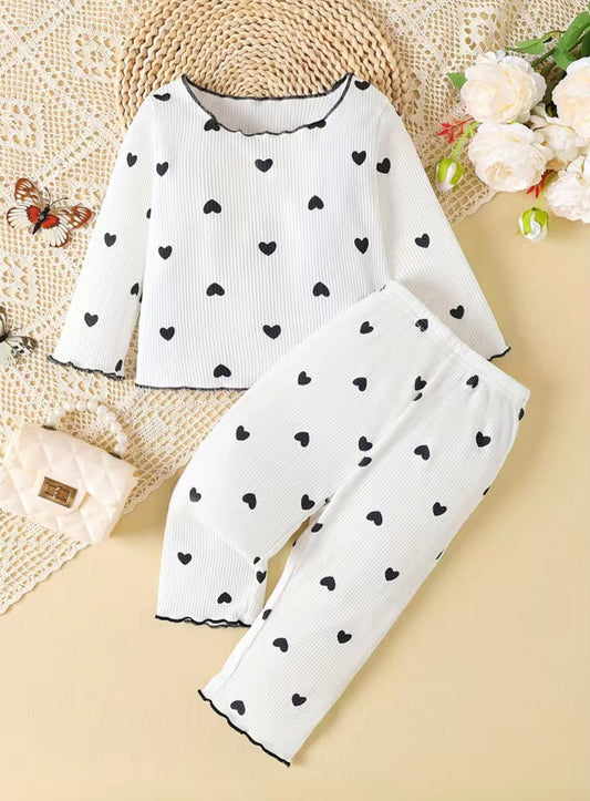 Cute baby girl heart graphic print t-shirt & pants