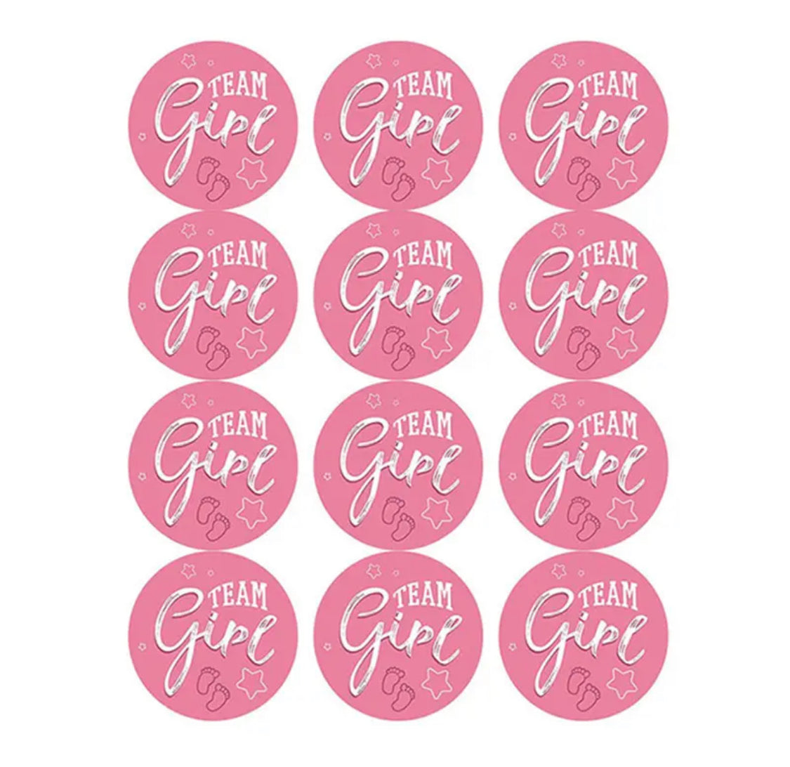 24 pieces gender reveal stickers boy & girl